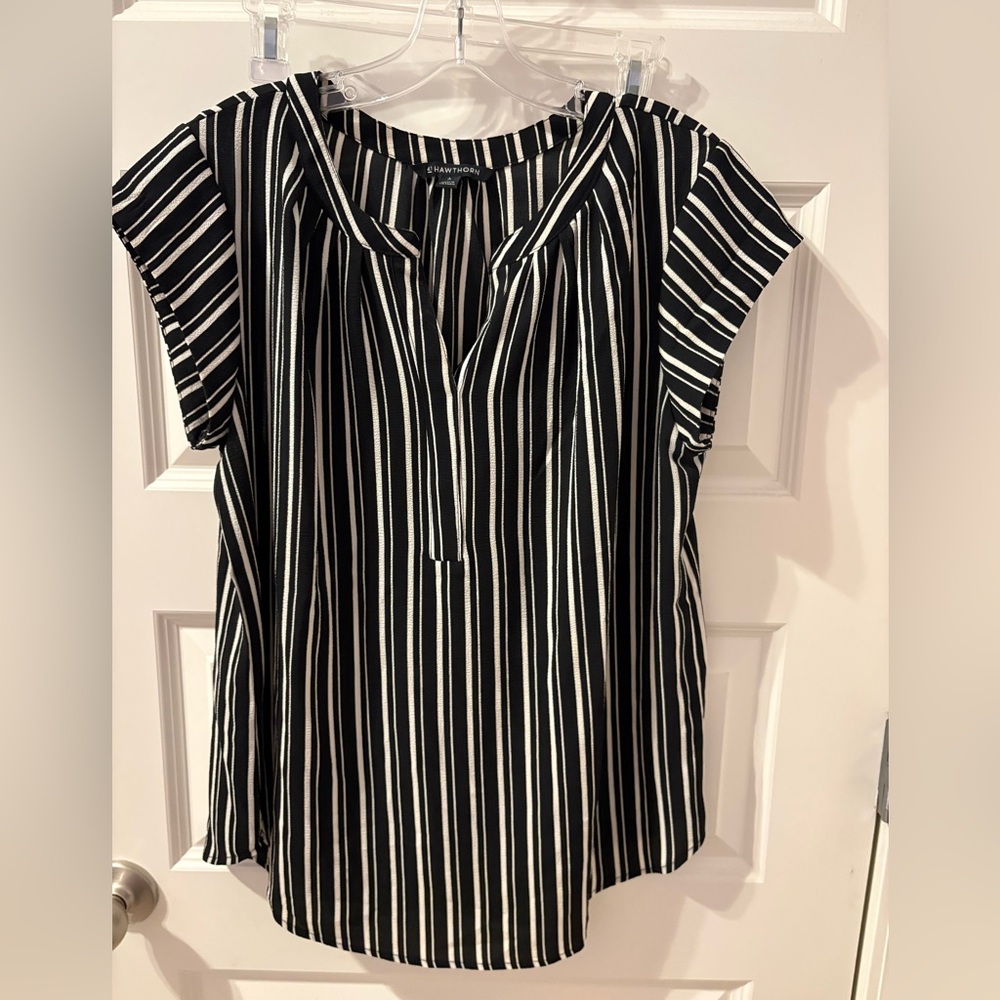 41 Hawthorn Black and White Striped Blouse